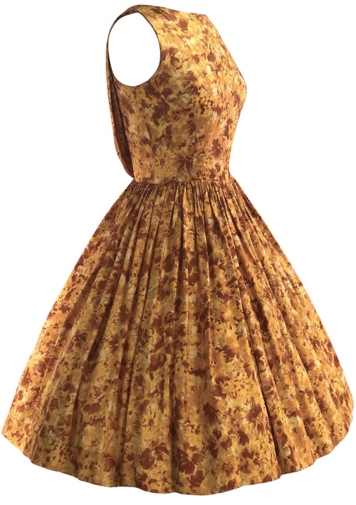 Gorgeous 1950s Rose Gold Abstract Floral Dress- New!
