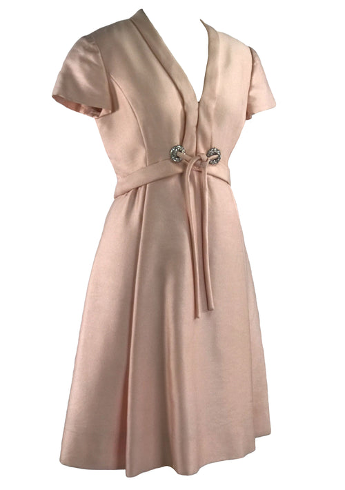 Vintage 1960s Ice Pink Silk Designer Dress- New!