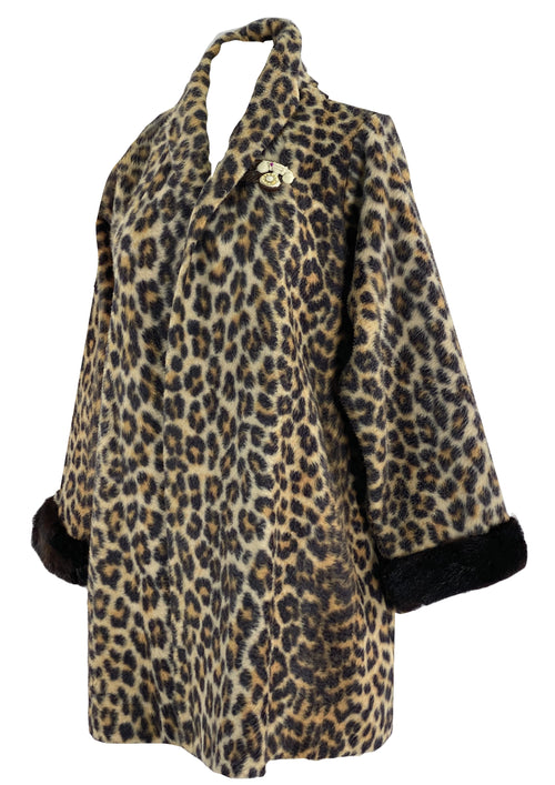 Vintage 1960s Faux Leopard Car Coat - New!