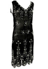 Original 1920s Black Silk Rhinestone Beaded Dress  - New!