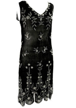 Original 1920s Black Silk Rhinestone Beaded Dress  - New!