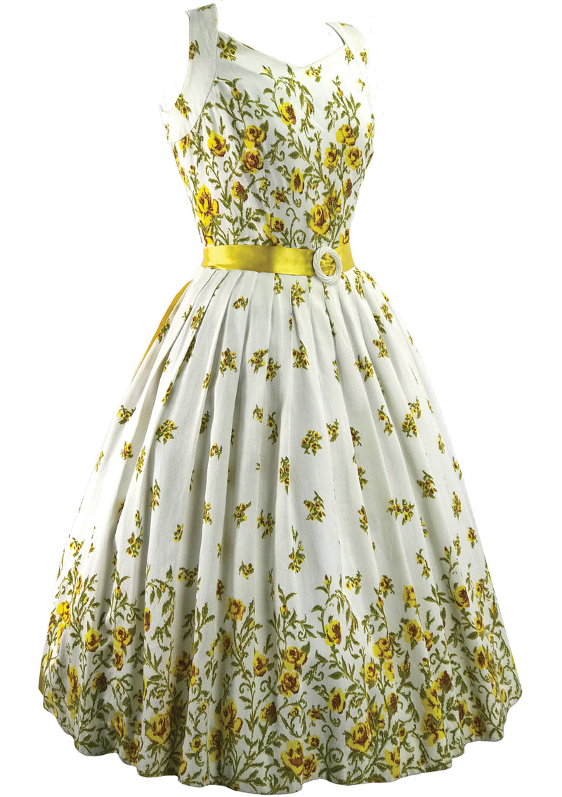 1950s Golden Roses Trellis Border Dress - New!