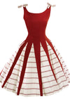 Vintage 1957 Red and White Sunray Inserts Cotton Dress - New!