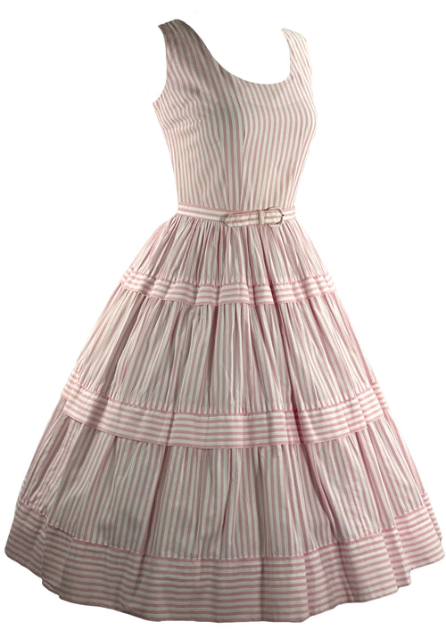 1950s Pink and White Candy Stripe Cotton Dress- New!