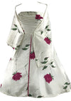 1950s Red Roses on Ivory Satin Party Dress Ensemble- New!
