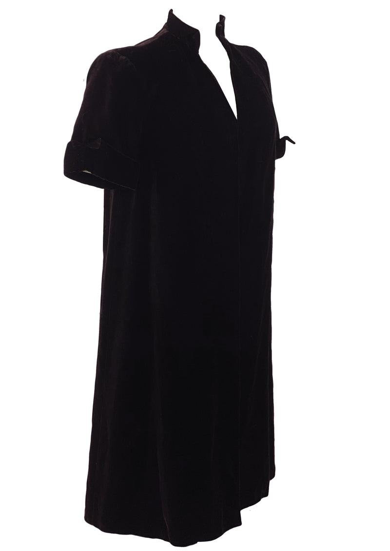 Late 1950s Eggplant Velvet Duster Coat - NEW!
