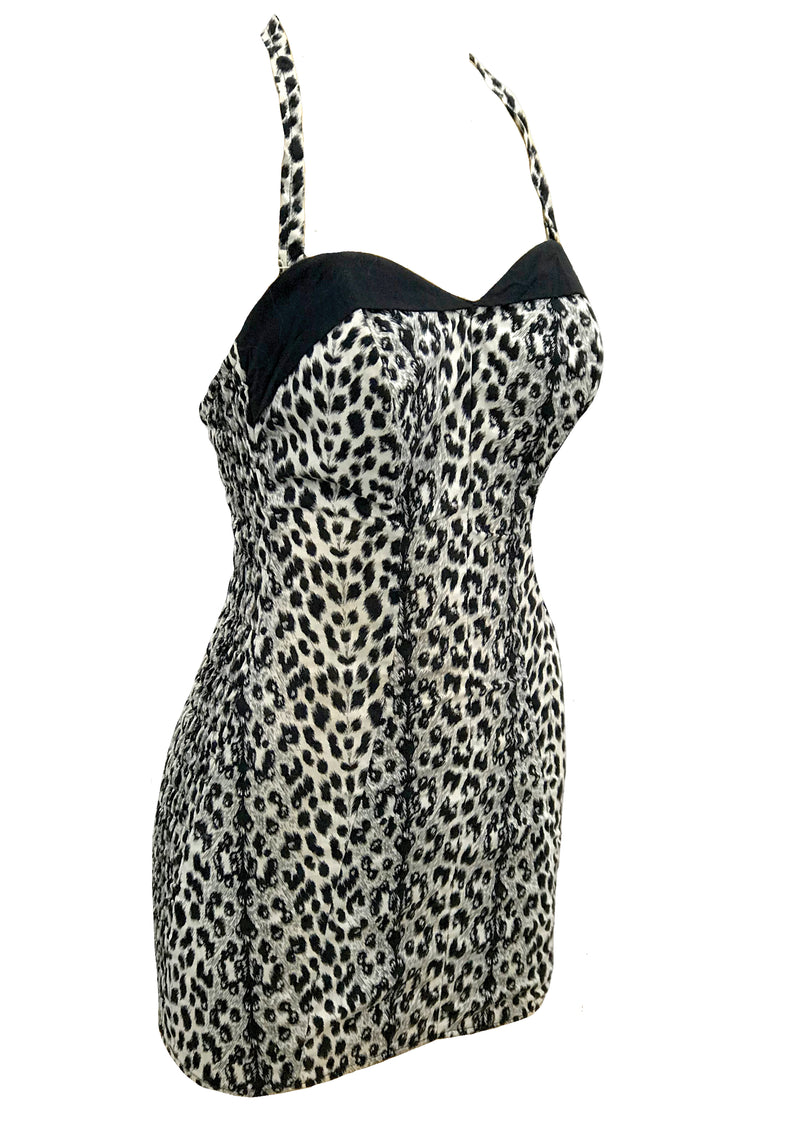 Deadstock 1950s Leopard Print Cotton Swimsuit- New!