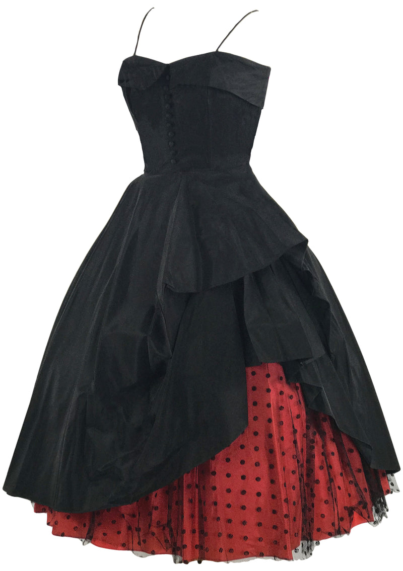 Spectacular 1950s Black Taffeta Designer Party Dress - New! (SOLD)