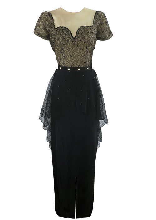 Vintage 1940s Black Designer Frank Starr Gown - NEW!