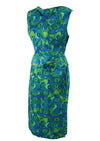 Early 1960s Blue and Green Abstract Print Silk Dress - NEW!