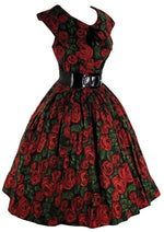 Vintage 1950s Red Roses Brushed Cotton Dress- New!