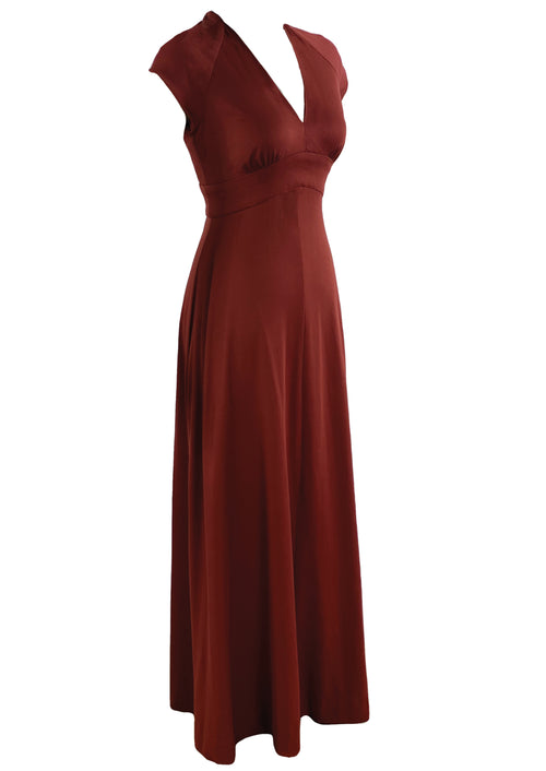 Vintage 1970s Garnet Coloured Maxi Dress - NEW!