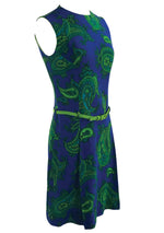Vintage 1960s Paisley Linen Mod Mini Dress - New!