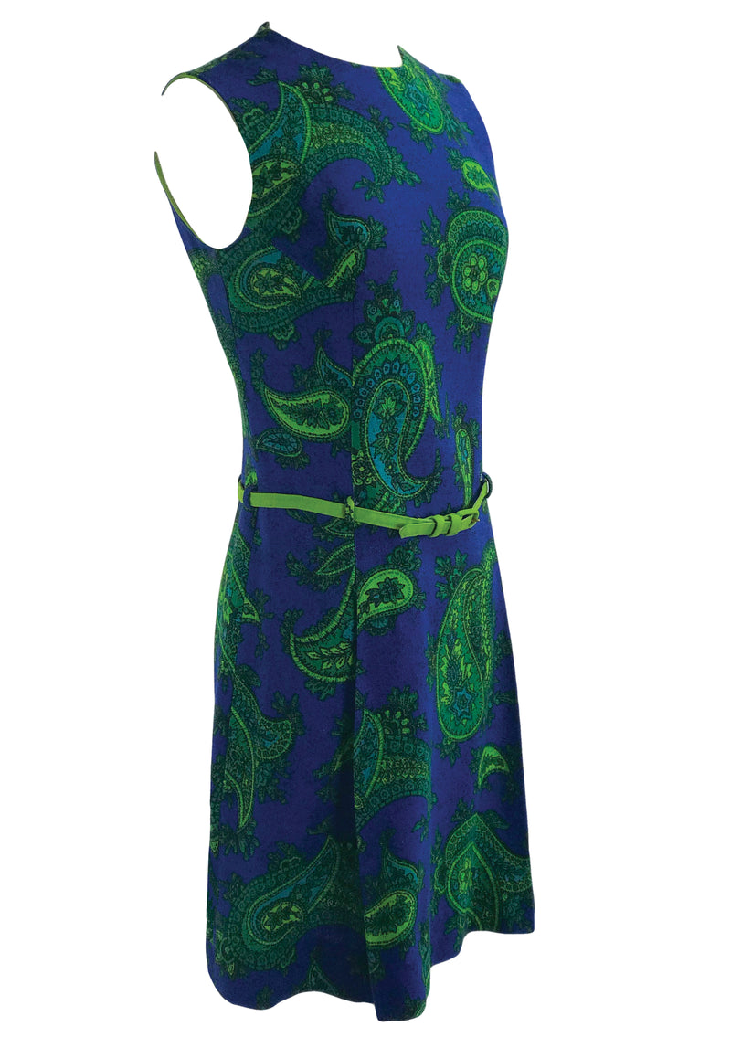 Vintage 1960s Paisley Linen Mod Mini Dress - New!