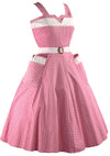 Late 1950s Early 1960s Pink & White Polka Dot Sundress - New!
