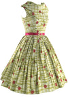 Glorious 1950s Green With Red Roses Cotton Dress- New!