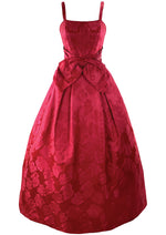 Late 1950s Early 1960s Cranberry Brocade Floral Gown- New!