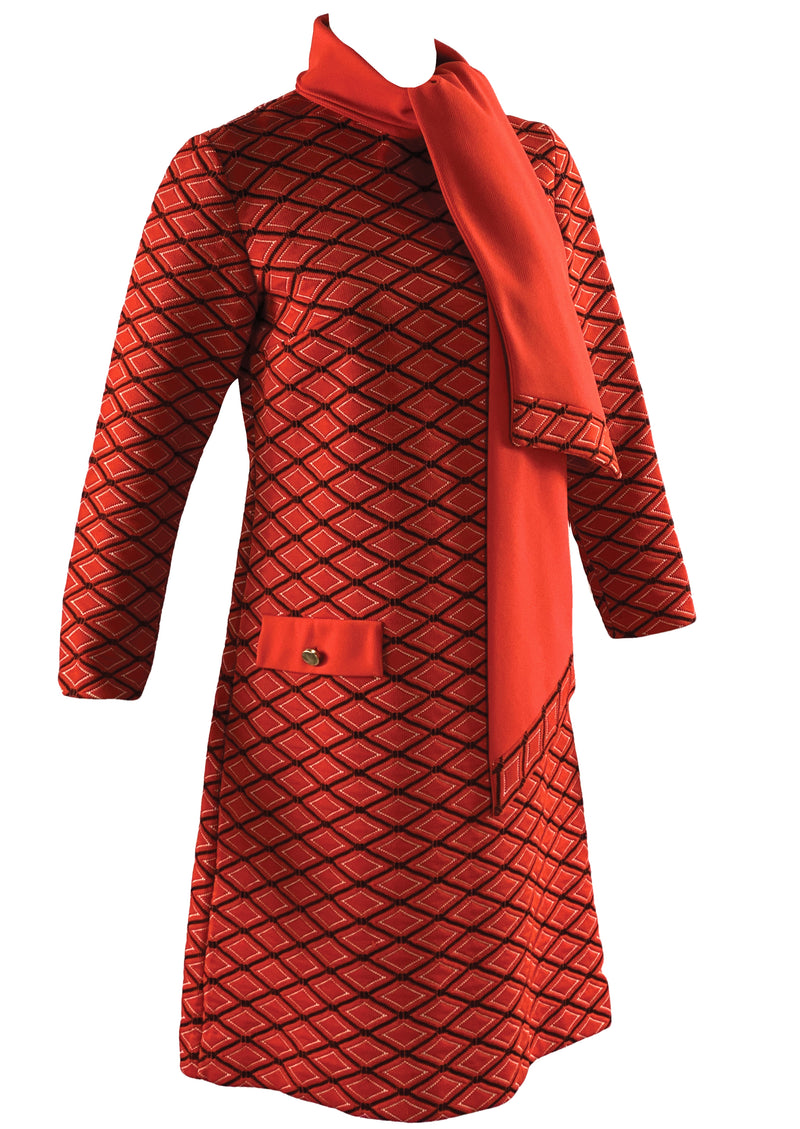 Vintage 1960s Geometric Print Mod Dress- NEW!