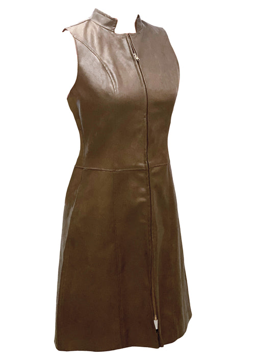 Vintage 1960s Chocolate Brown Vinyl Mod Dress - NEW!