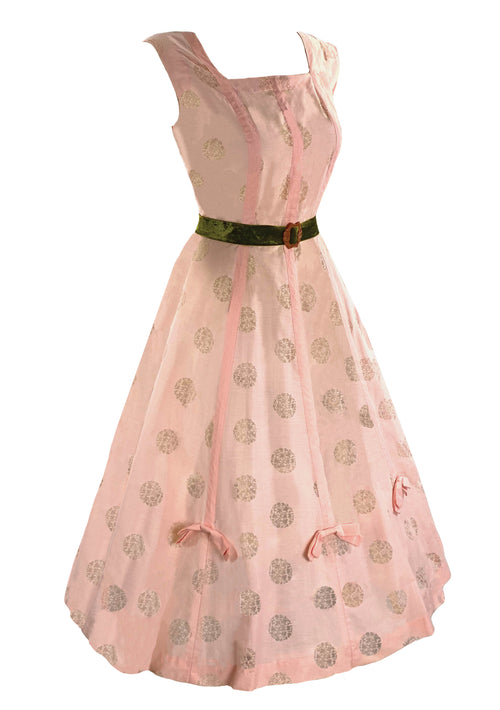 Vintage 1950s Shell Pink Medallion Dress- New!