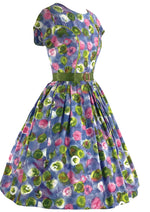 Vintage 1950s Abstract Floral Cotton Dress- New!