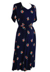 Vintage 1940s Navy Floral Rayon Blend Dress- New!