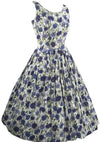 Vintage 1950s Blue Carnations Cotton Dress- New!