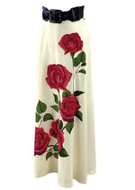 Vintage 1970s Red Roses Shaheen S4signer Maxi Skirt - New!