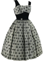 Vintage 1950s B&W Glitter Flocked Cocktail Dress- New!