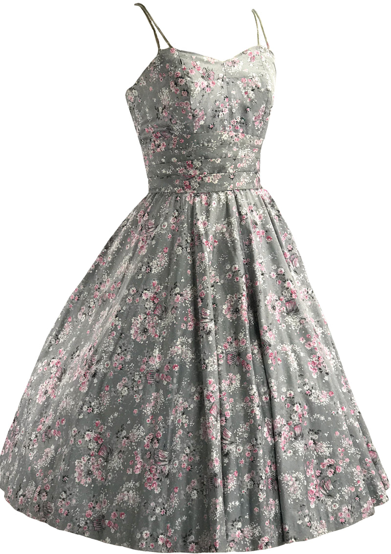 Vintage 1950s Asian Print Cherry Blossom Dress - New!