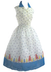 1950 Organdie Dress with Pine Trees Border Print  - New! (RESERVED)