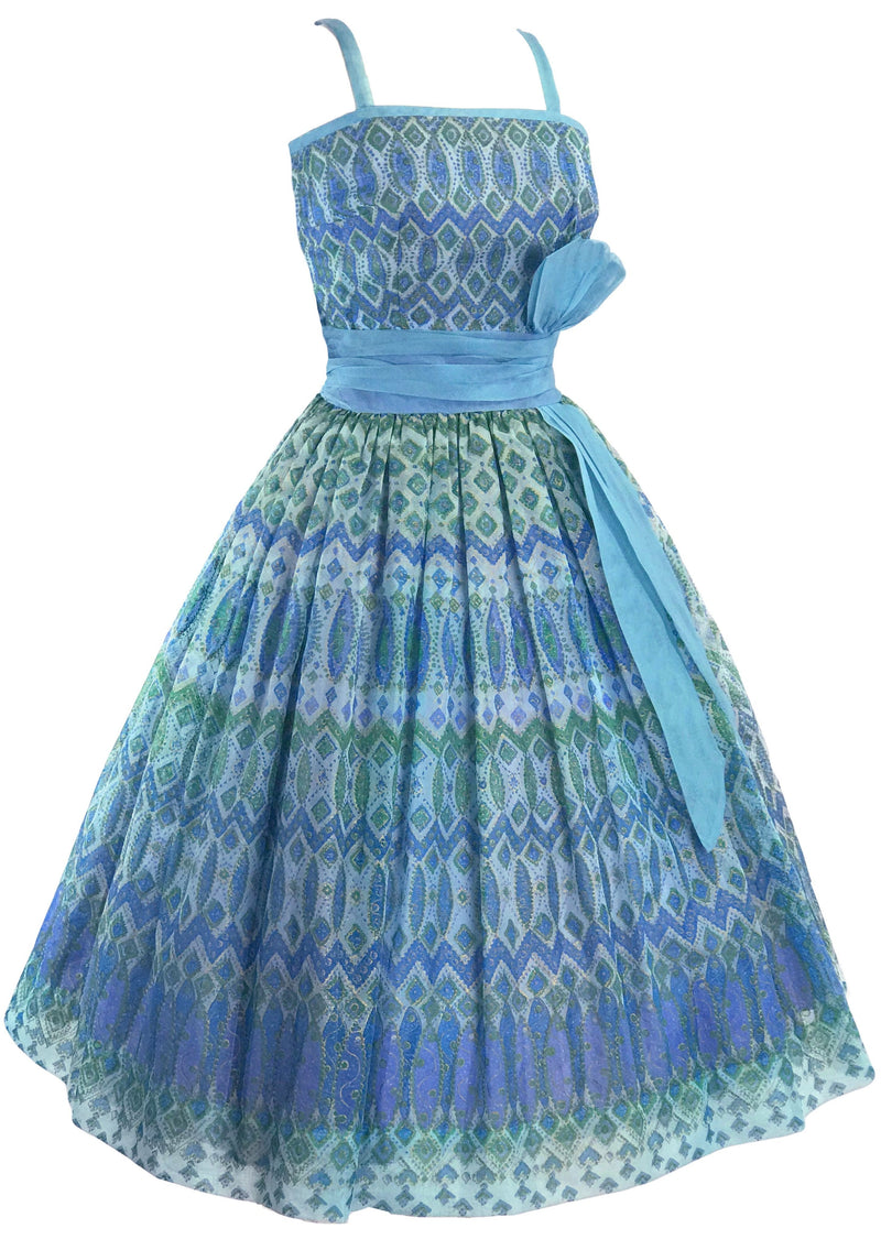 1950s Peacock Plaid Silk Organza Party Dress  - New!