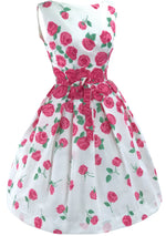 1950's Magenta Pink Floral Cascading Roses Dress - New!
