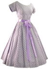 Lovely 1950s Lilac & Ivory Woven Cotton Designer Dress- New!