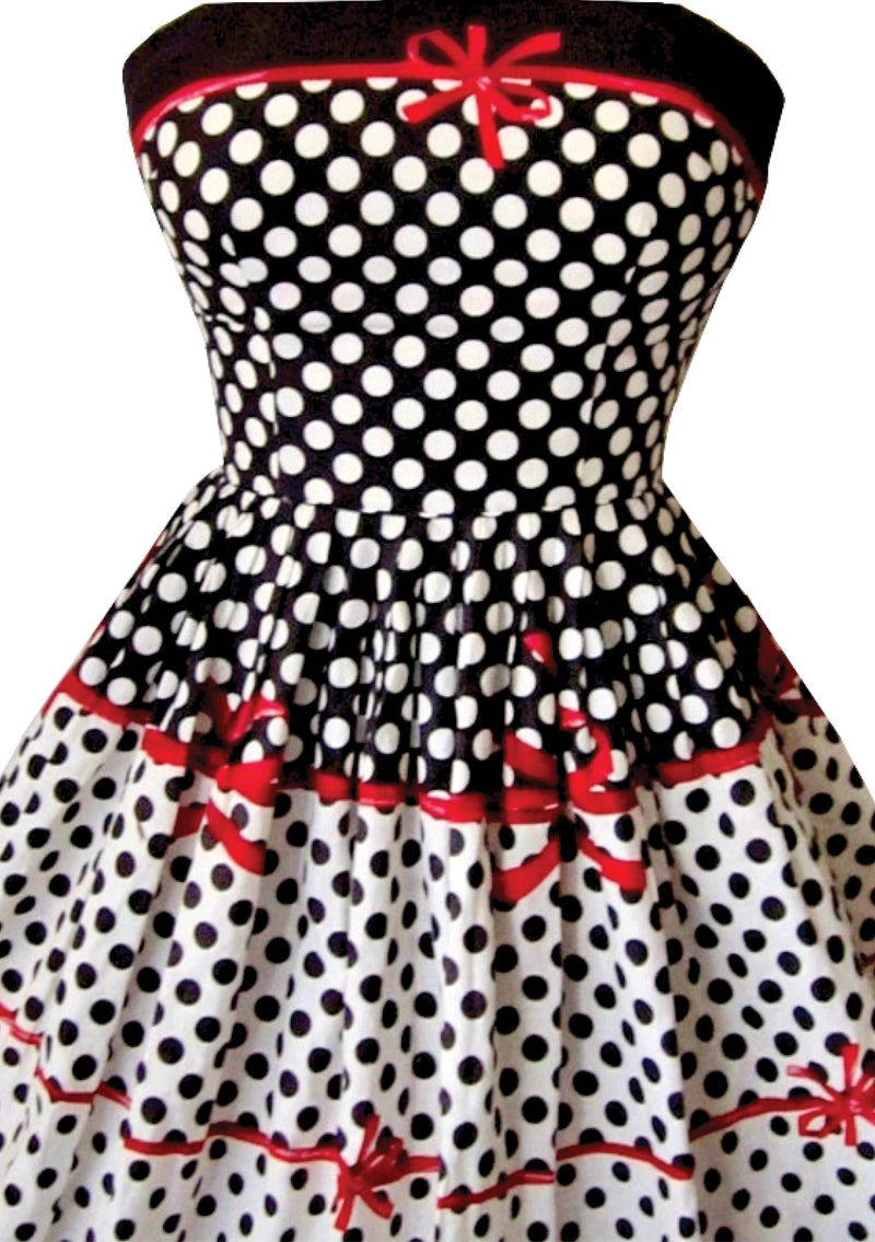 Original 1950s Black, White & Red Cotton Dress - New! (ON HOLD)