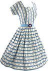 Late 1950s Blue and White Ribbon Effect Dress- New!