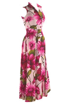 Striking 1960s Pink Floral Maxi Dress- New!