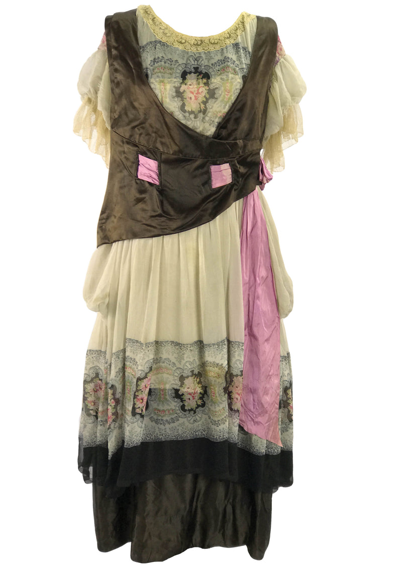 1910 - 1920s RARE French Floral Robe de Style Dress  - New!