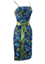 1950s Blue & Green Roses Dress Ensemble- New!