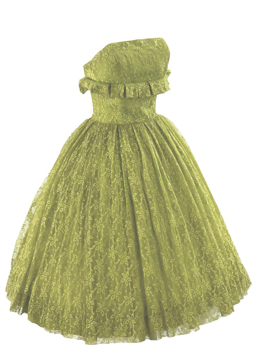 Early 1960s Chartreuse Lace Party Dress - NEW!