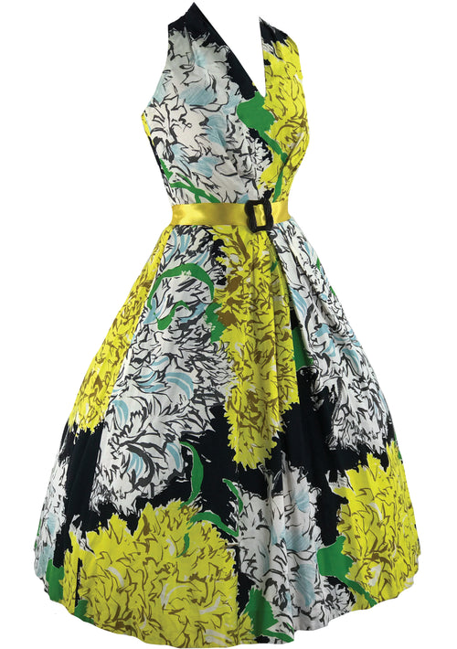 1950's Giant Yellow & White Chrysanthemums Dress  - New!