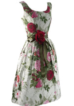 Late 1950s Early 1960s Rose Bouquet Cotton Dress- New!