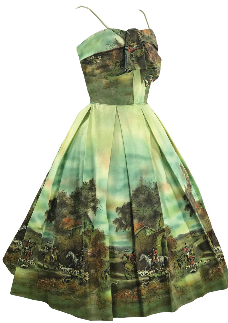 Amazing Deadstock 1950s Novelty Print Cotton Dress- New!