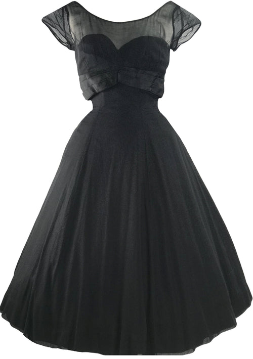 Vintage 1950s Black Organza Dress - New!