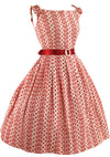 Vintage 1950s Red & White Eyelet Dress- New!