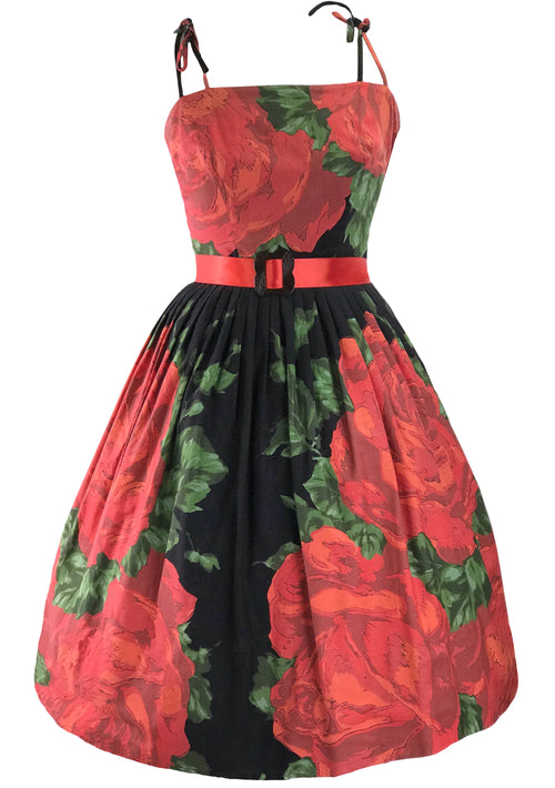 Vintage 1950s Collectable Large Red Roses Dress- New!