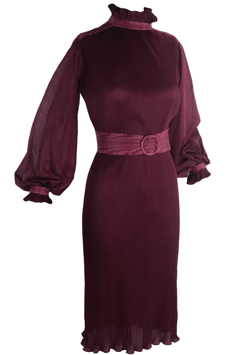Gorgeous 1970s does 1930s Maroon Dress- New!