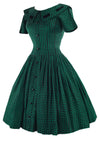 Vintage 1950s Black and Green Check Dress- New!