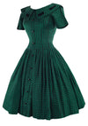 Vintage 1950s Black and Green Check Dress- New!