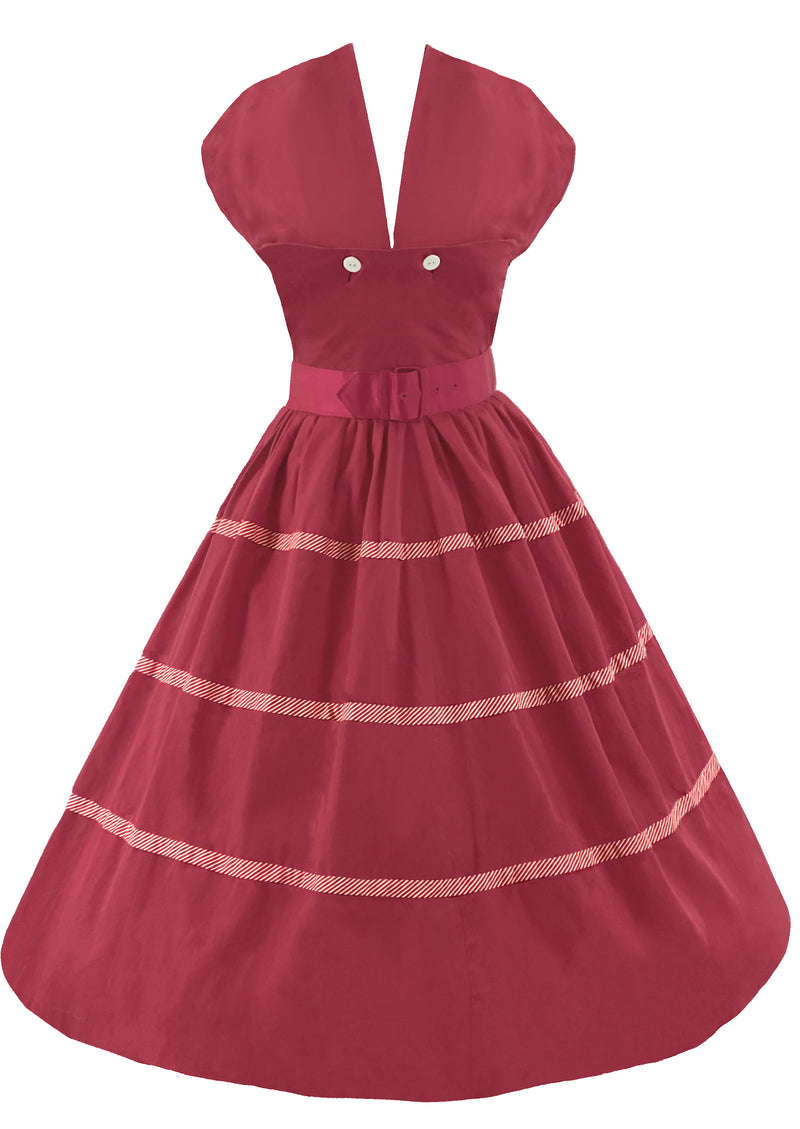 Late 1950s to Early 1960s Watermelon Pink Cotton Dress- NEW!